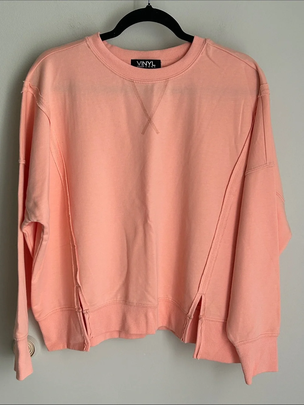 VINYL oversize Peach Crewneck Sweatshirt - Women's Soft Pullover